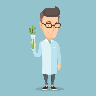 Bilim adamı tüp vektör çizim ile.