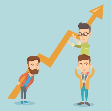 Büyüme grafik holding üç iş adam.