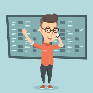 Borsacı, Menkul Kıymetler Borsası vektör çizim.