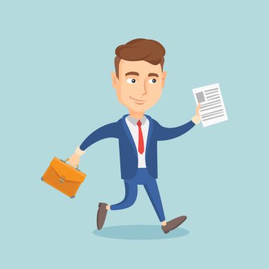 Vektör çizim çalışan mutlu iş adamı.