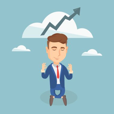 Yoga yaparken huzurlu iş adamı.