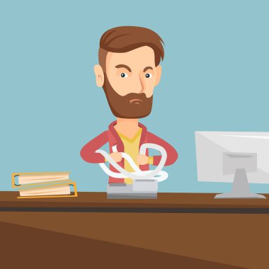 Faturaları veya faturalar yırtılma kızgın iş adamı.