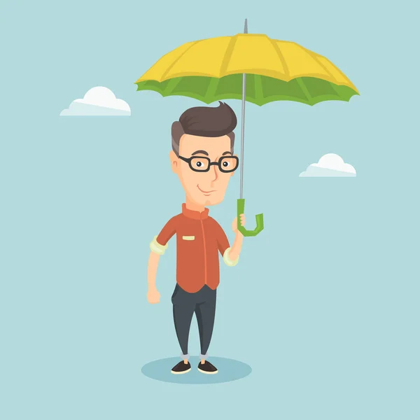 Business man insurance agent with umbrella. — Stock Vector