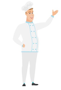 Bir yön gösteren beyaz şef aşçı.