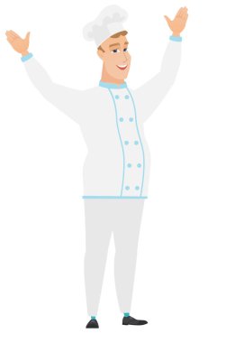 Başarılı beyaz şef aşçı atlama.