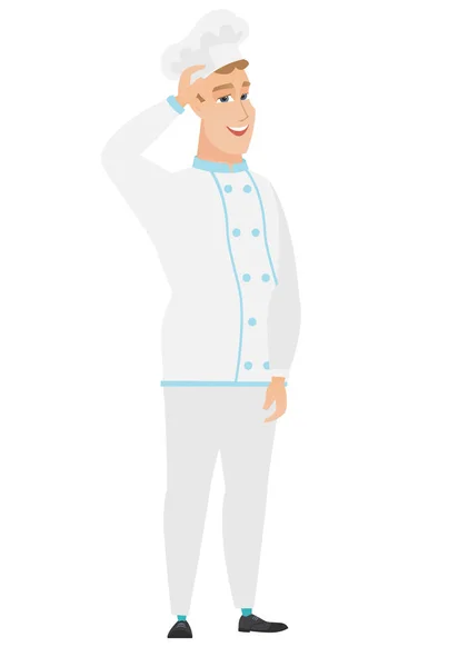 Jeune chef caucasien cuisinier en uniforme . — Image vectorielle