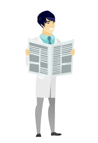 Doutor lendo jornal ilustração vetor — Vetor de Stock