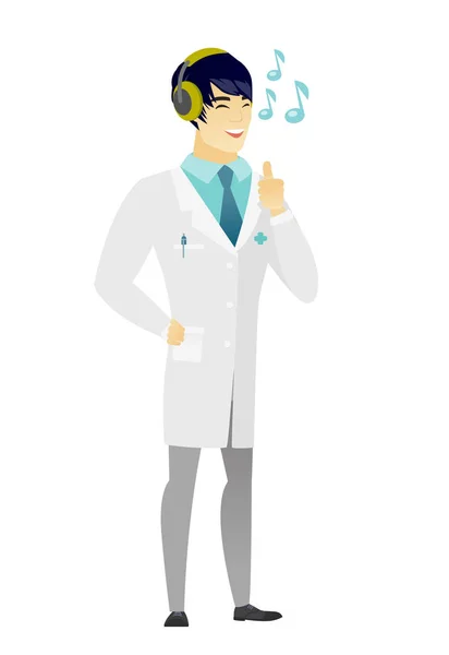 Arzt hört Musik über Kopfhörer. — Stockvektor