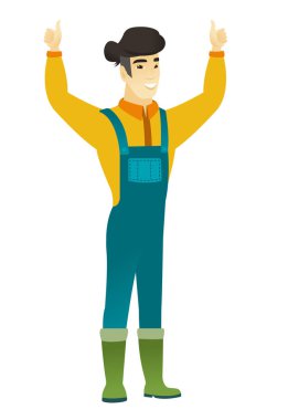 Çiftçi ile yükseltilmiş silah ayakta.