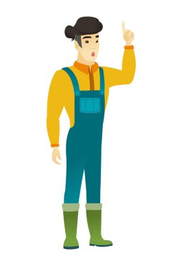 Açık ağız parmak işaret ile çiftçi.