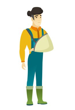 Kırık kol ile yaralanan çiftçi.