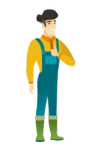 Farmer giving thumb up vector illustration. — Stock Vector