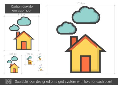 Karbondioksit emisyon satırı simgesi.