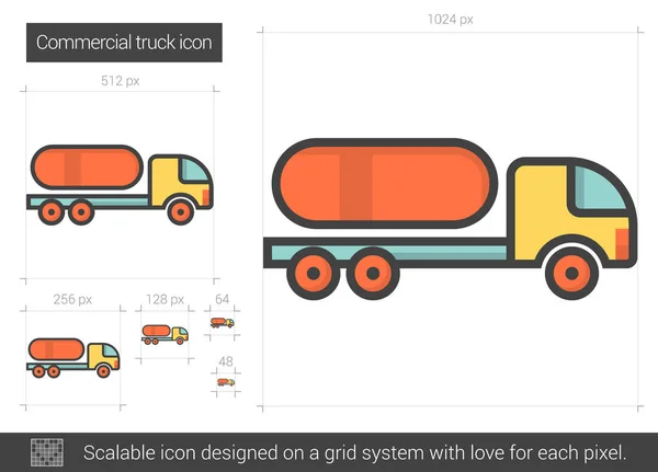 Kereskedelmi teherautó sor ikon. — Stock Vector