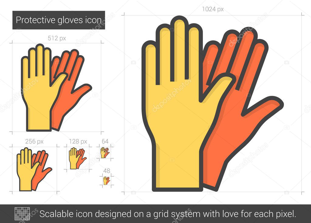 Protective gloves line icon.