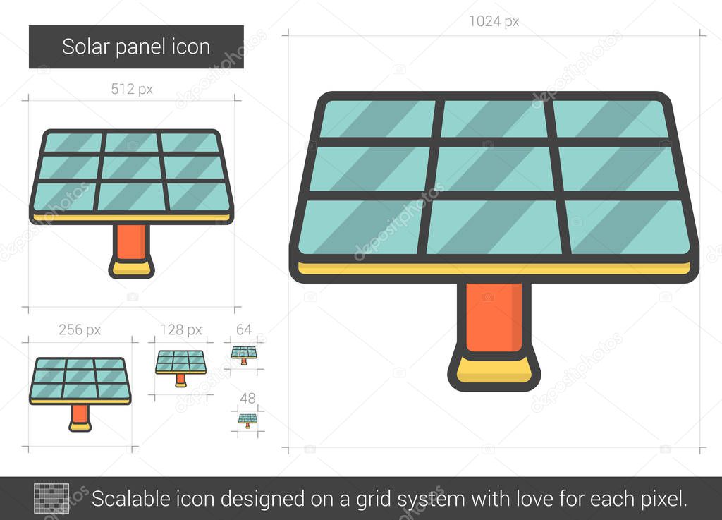 Solar panel line icon.