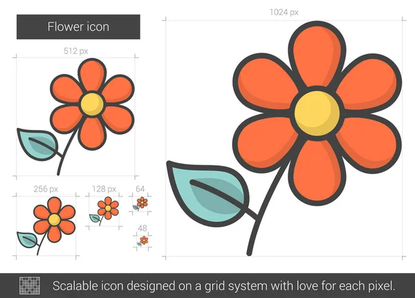 花のライン アイコン. — ストックベクタ