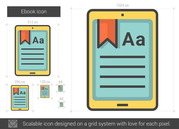 Ícone de linha de Ebook . — Vetor de Stock