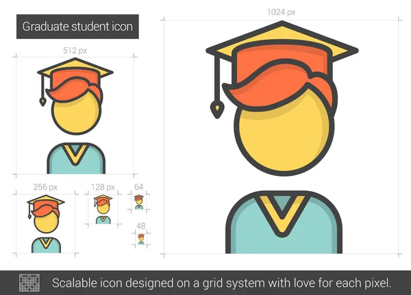 Ícone de linha de estudante graduado . —  Vetores de Stock