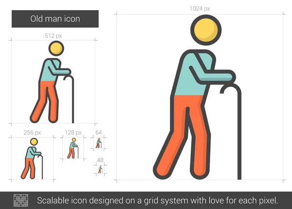 Viejo hombre línea icono . — Vector de stock