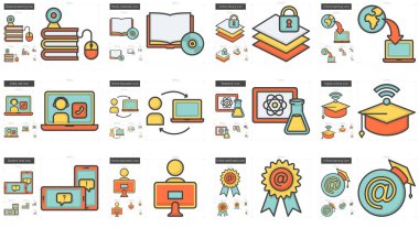 Eğitim satır Icon set.