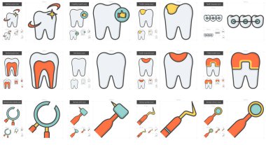Stomatology satır Icon set.