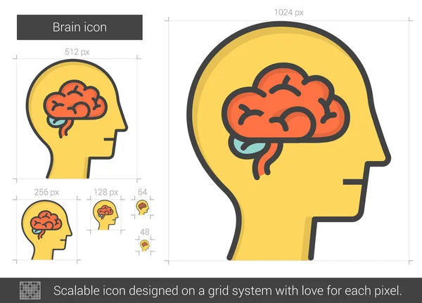 Icono de línea cerebral. — Vector de stock