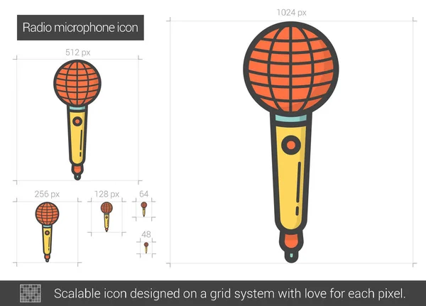 Ícone de linha de microfone de rádio. — Vetor de Stock