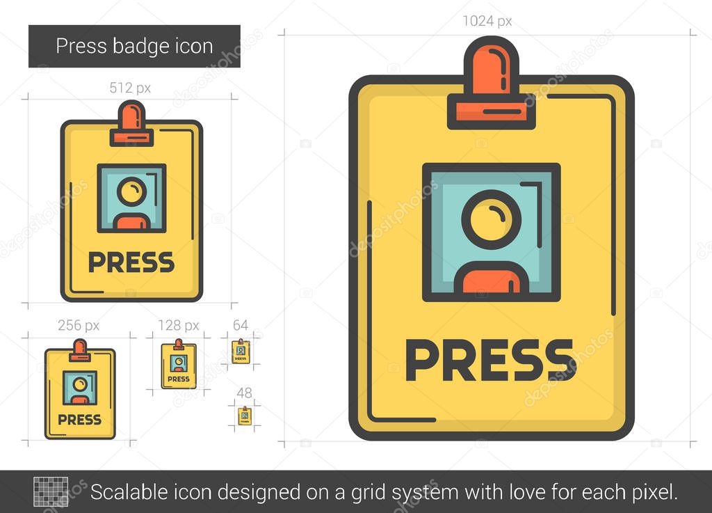 Press badge line icon.