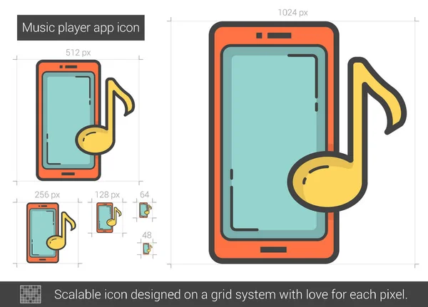 음악 플레이어 응용 프로그램 라인 아이콘. — 스톡 벡터