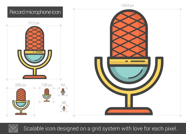 Grabar icono de línea de micrófono . — Vector de stock