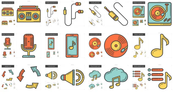 Music line icon set. — Stock Vector