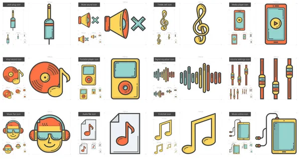 Conjunto de iconos de línea de música . — Archivo Imágenes Vectoriales