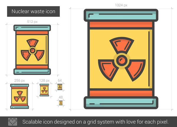 Nukleáris hulladék vonal ikon. — Stock Vector