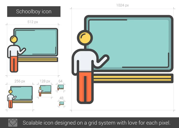 Pictogram van de lijn van de schooljongen. — Stockvector