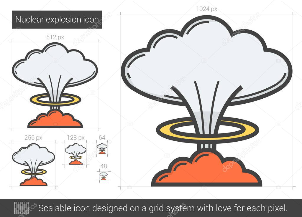 Nuclear explosion line icon.