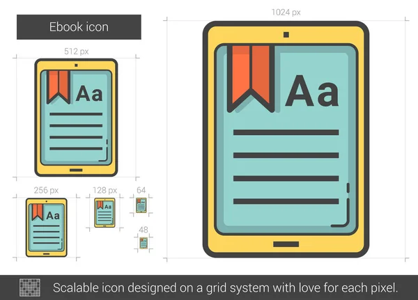 Ebook sor ikon. — Stock Vector