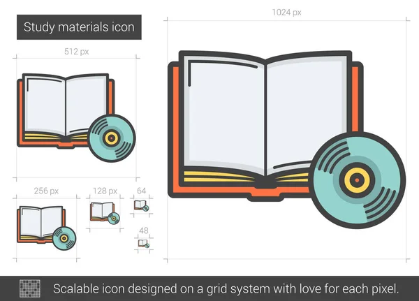 Ícone de linha de materiais de estudo . —  Vetores de Stock