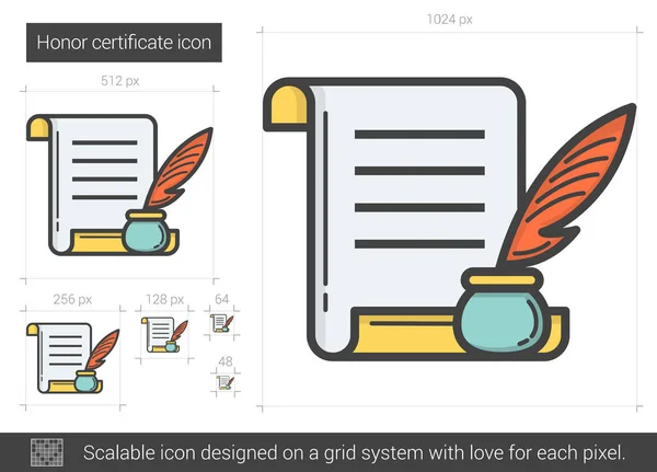 Ícone de linha de certificado de honra . —  Vetores de Stock