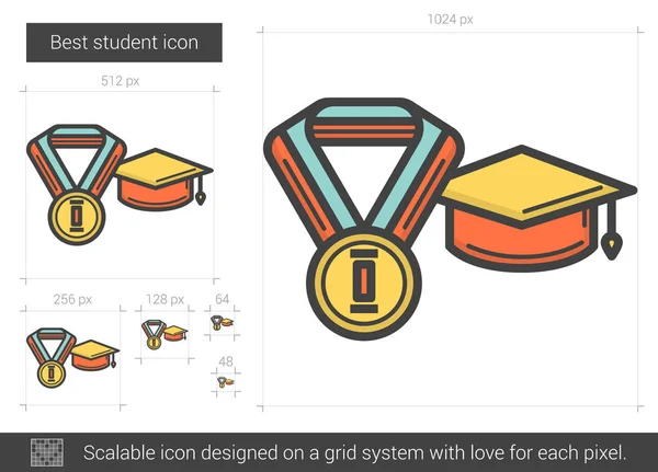 Melhor ícone de linha de estudante . — Vetor de Stock