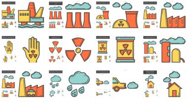 Ekoloji biohazard satır Icon set.