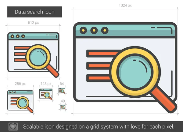 Ikonę linii wyszukiwania danych. — Wektor stockowy
