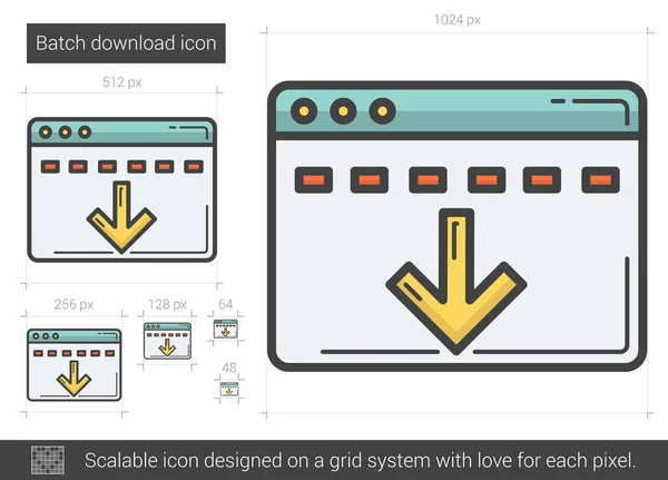 Ícone de linha de download em lote . — Vetor de Stock