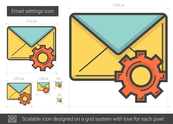 Ícone de linha de configurações de e-mail. — Vetor de Stock