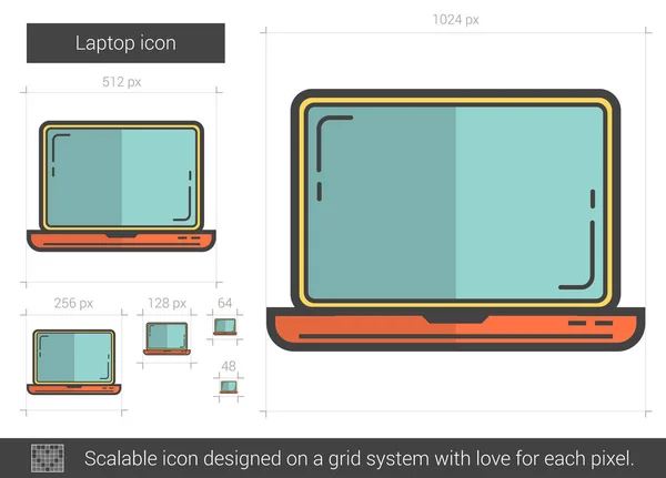 Laptop-Zeilensymbol. — Stockvektor