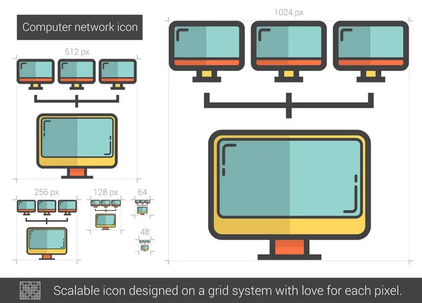 Icono de línea de red informática . — Archivo Imágenes Vectoriales