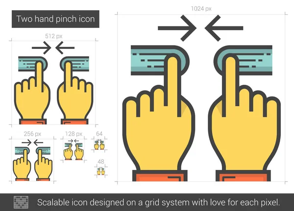 Zwei-Hand-Pinch-Line-Symbol. — Stockvektor