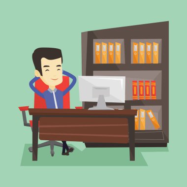 Memnun iş adamı rahatlatıcı Office.