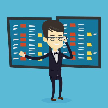 Borsacı, Menkul Kıymetler Borsası vektör çizim.