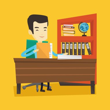 Ofis çalışanı belgeleriyle çalışma.